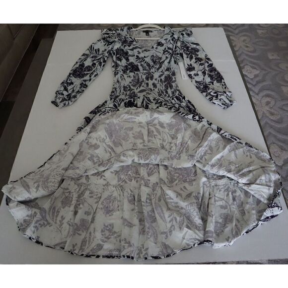 Aqua IDK7298 Women's Sz XS Blue Multi Smocked Floral Print Midi Dress $118 - Picture 15 of 16